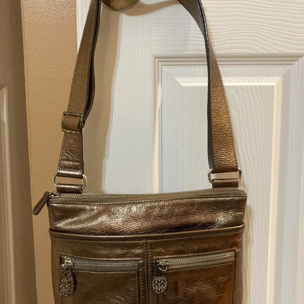 Brighton Zoe Metallic Copper leather bag with matching wallet